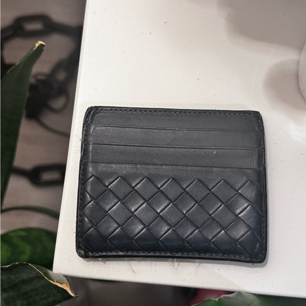 AUTHENTIC Bottega Veneta Intrecciato Credit Card Case in navy